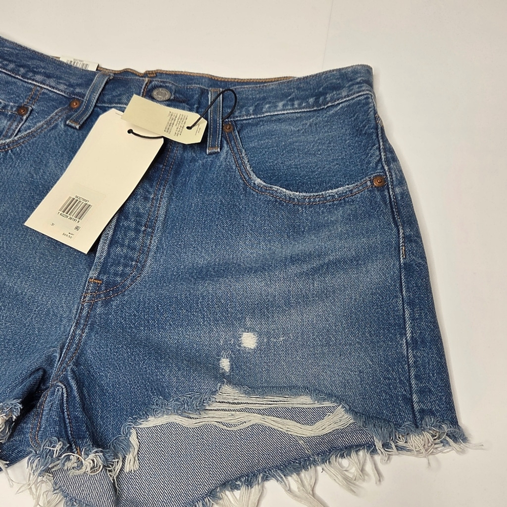 Levi's 501 Original Style Premium Denim High Rise Shorts Cut Off Women's Size 31 - Picture 7 of 16